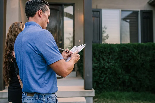 Lighting specialist reviewing a residential property during a design visit