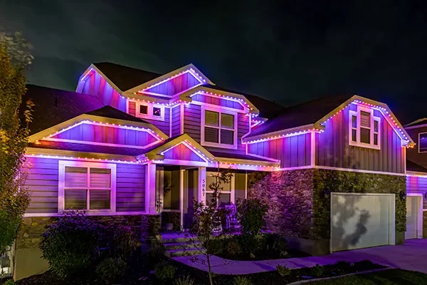 Residential estate with purple permanent lighting