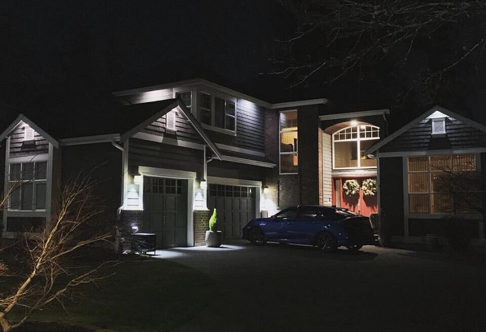 Residential home using selected app-controlled lighting zones